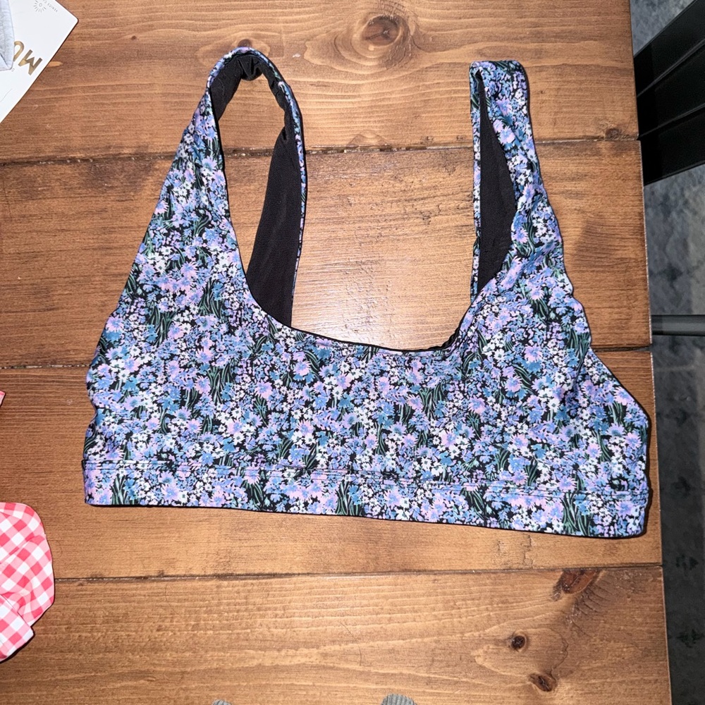 Beach Riot Purple and Blue Floral Bikini Top